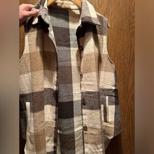 Women flannel vest shacket